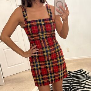Amanda Uprichard Red and Yellow Plaid Mini Dress